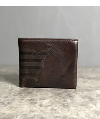 Cool Leather Mens Black Bifold billfold Wallets Small Wallet U.S. Map Wallets Front Pocket Wallet for Men - iwalletsmen