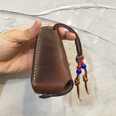 Handmade Leather Mens Cool Key Holder Car Key Wallet Brown Distressed Car Key Case for Men - iwalletsmen