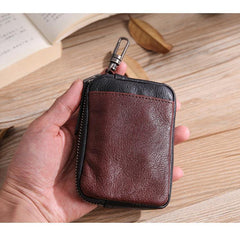 Leather Mens Card Wallets Cool Small Zipper Card Wallet Key Wallet with Belt Clip For Men - iwalletsmen