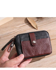 Leather Mens Card Wallets Cool Small Zipper Card Wallet Key Wallet with Belt Clip For Men - iwalletsmen