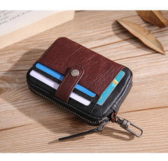 Leather Mens Card Wallets Cool Small Zipper Card Wallet Key Wallet with Belt Clip For Men - iwalletsmen