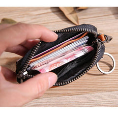 Leather Mens Card Wallets Cool Small Zipper Card Wallet Key Wallet with Belt Clip For Men - iwalletsmen