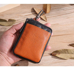 Leather Mens Card Wallets Cool Small Zipper Card Wallet Key Wallet with Belt Clip For Men - iwalletsmen
