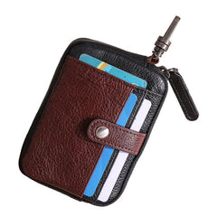 Leather Mens Card Wallets Cool Small Zipper Card Wallet Key Wallet with Belt Clip For Men - iwalletsmen