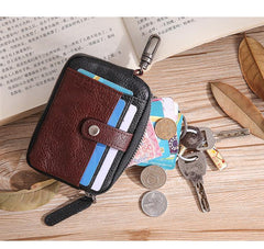 Leather Mens Card Wallets Cool Small Zipper Card Wallet Key Wallet with Belt Clip For Men - iwalletsmen