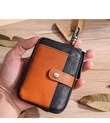 Leather Mens Card Wallets Cool Small Zipper Card Wallet Key Wallet with Belt Clip For Men - iwalletsmen