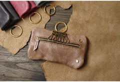 Handmade Leather Mens Key Holders Coin Wallet With Keyring Key Holder Zipper Wallet for Men - iwalletsmen
