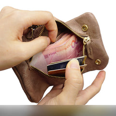Handmade Leather Mens Key Holders Coin Wallet With Keyring Key Holder Zipper Wallet for Men - iwalletsmen