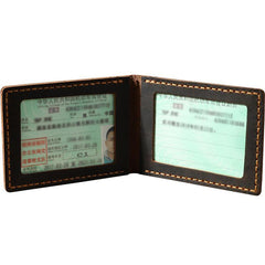 Handmade Blue Leather Mens License Wallet Personalize Bifold License Card Wallets for Men - iwalletsmen