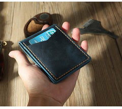 Handmade Black Leather Mens License Wallet Personalize Bifold License Card Wallets for Men - iwalletsmen