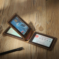 Handmade Blue Leather Mens License Wallet Personalize Bifold License Card Wallets for Men - iwalletsmen