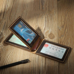 Handmade Blue Leather Mens License Wallet Personalize Bifold License Card Wallets for Men - iwalletsmen
