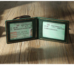 Handmade Blue Leather Mens License Wallet Personalize Bifold License Card Wallets for Men - iwalletsmen