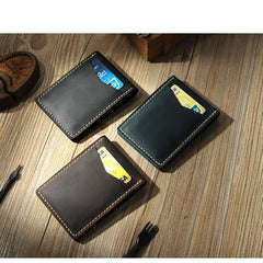 Handmade Blue Leather Mens License Wallet Personalize Bifold License Card Wallets for Men - iwalletsmen