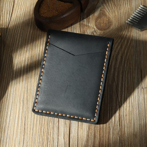 Handmade Black Leather Mens License Wallet Personalize Bifold License Card Wallets for Men - iwalletsmen