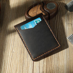 Handmade Blue Leather Mens License Wallet Personalize Bifold License Card Wallets for Men - iwalletsmen