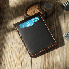 Handmade Coffee Leather Mens License Wallet Personalize Bifold License Card Wallets for Men - iwalletsmen