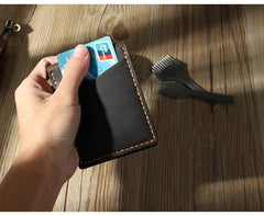 Handmade Blue Leather Mens License Wallet Personalize Bifold License Card Wallets for Men - iwalletsmen