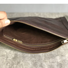 Handmade Leather Mens Small Envelope CLutch Bag Clutch Wallets Wristlet Bag For Men - iwalletsmen