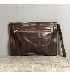 Handmade Leather Mens Small Envelope CLutch Bag Clutch Wallets Wristlet Bag For Men - iwalletsmen