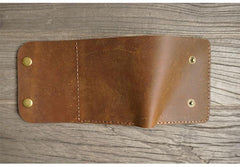 Handmade Leather Mens Trifold Billfold Wallet Key Wallet Brown Slim Key Holder Wallet for Men - iwalletsmen