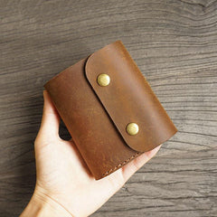 Handmade Leather Mens Trifold Billfold Wallet Key Wallet Brown Slim Key Holder Wallet for Men - iwalletsmen