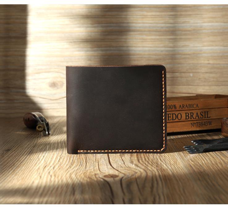 Handmade Leather Mens Trifold Billfold Wallet Personalize Trifold Small Wallets for Men - iwalletsmen