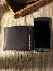 Handmade Leather Mens Trifold Billfold Wallet Personalize Trifold Small Wallets for Men - iwalletsmen