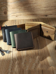 Handmade Leather Mens Trifold Billfold Wallet Personalize Trifold Small Wallets for Men - iwalletsmen
