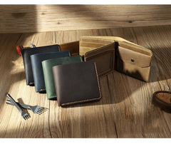 Handmade Leather Mens Trifold Billfold Wallet Personalize Trifold Small Wallets for Men - iwalletsmen