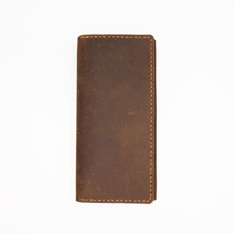 Handmade Leather Mens Trifold long Wallet Lots Cards Checkbook Long Wallet for Men - iwalletsmen
