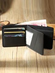 Handmade Coffee Leather Trifold Billfold Wallet Personalized Mens Trifold Wallets for Men - iwalletsmen