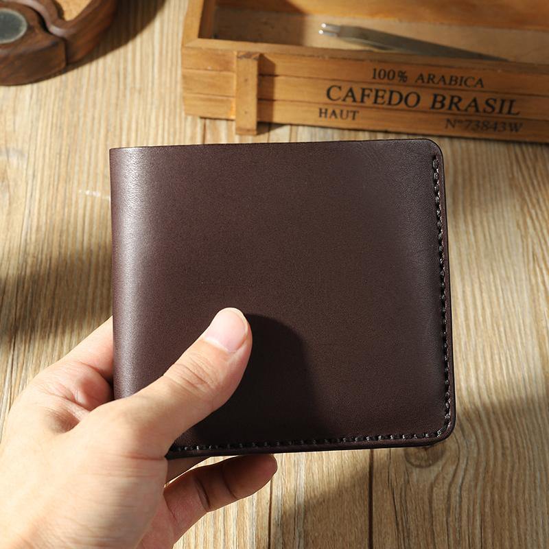 Handmade Coffee Leather Trifold Billfold Wallet Personalized Mens Trifold Wallets for Men - iwalletsmen