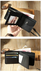 Handmade Coffee Leather Trifold Billfold Wallet Personalized Mens Trifold Wallets for Men - iwalletsmen
