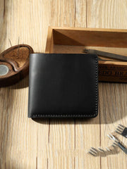 Handmade Black Leather Trifold Billfold Wallet Personalized Mens Trifold Wallets for Men - iwalletsmen