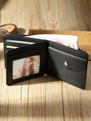 Handmade Coffee Leather Trifold Billfold Wallet Personalized Mens Trifold Wallets for Men - iwalletsmen