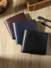 Handmade Coffee Leather Trifold Billfold Wallet Personalized Mens Trifold Wallets for Men - iwalletsmen