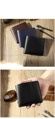 Handmade Coffee Leather Trifold Billfold Wallet Personalized Mens Trifold Wallets for Men - iwalletsmen