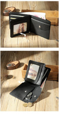 Handmade Coffee Leather Trifold Billfold Wallet Personalized Mens Trifold Wallets for Men - iwalletsmen