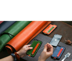 Handmade Blue Leather iPhone SE2 SE Case with Card Holder CONTRAST COLOR iPhone SE Leather Case - iwalletsmen