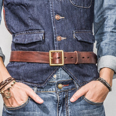 Handmade Men Leather Belt Belt Brown Pin Belt Buckle Belt Casual Belt for Men