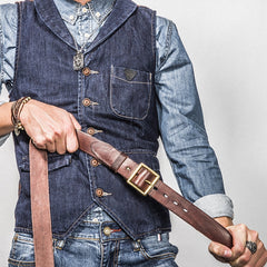 Handmade Men Leather Belt Belt Brown Pin Belt Buckle Belt Casual Belt for Men