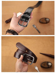 Handmade Mens Coffee Leather Belts PERSONALIZED Fashion Coffee Leather Belt for Men - iwalletsmen