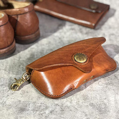 Handmade Mens Cool Brown Leather Glasses Case Glasses Box Black Glasses Holder Sunglasses Case for Men - iwalletsmen
