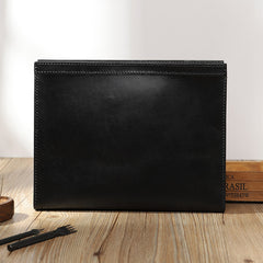 Handmade Mens Large Clutch Wallets Personalized Black Leather Wristlet Wallets for Men - iwalletsmen