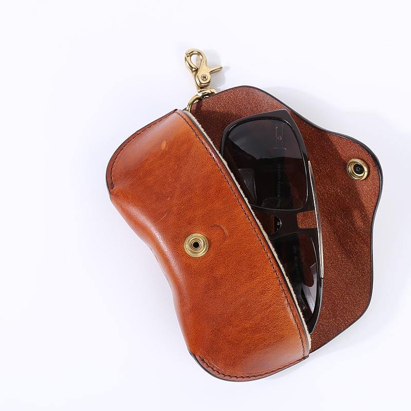 Handmade Mens Cool Brown Leather Glasses Case Glasses Box Black Glasse –  iwalletsmen