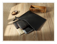 Handmade Mens Slim Clutch Purse Folder Purse Personalized Blue Leather Envelope Bag for Men - iwalletsmen