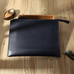 Handmade Mens Slim Clutch Purse Folder Purse Personalized Blue Leather Envelope Bag for Men - iwalletsmen