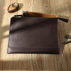 Handmade Mens Slim Clutch Purse Folder Purse Personalized Coffee Leather Envelope Bag for Men - iwalletsmen
