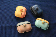 Handmade Navy&Black Leather AirPods Pro Case Leather AirPods Case Airpod Case Cover - iwalletsmen